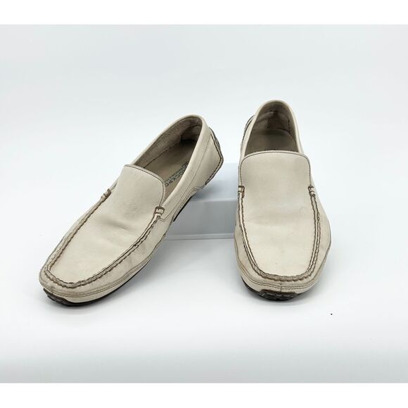Rockport Driving Loafers Ivory Leather Washable Mens Size 10M APM7457W - Picture 1 of 8